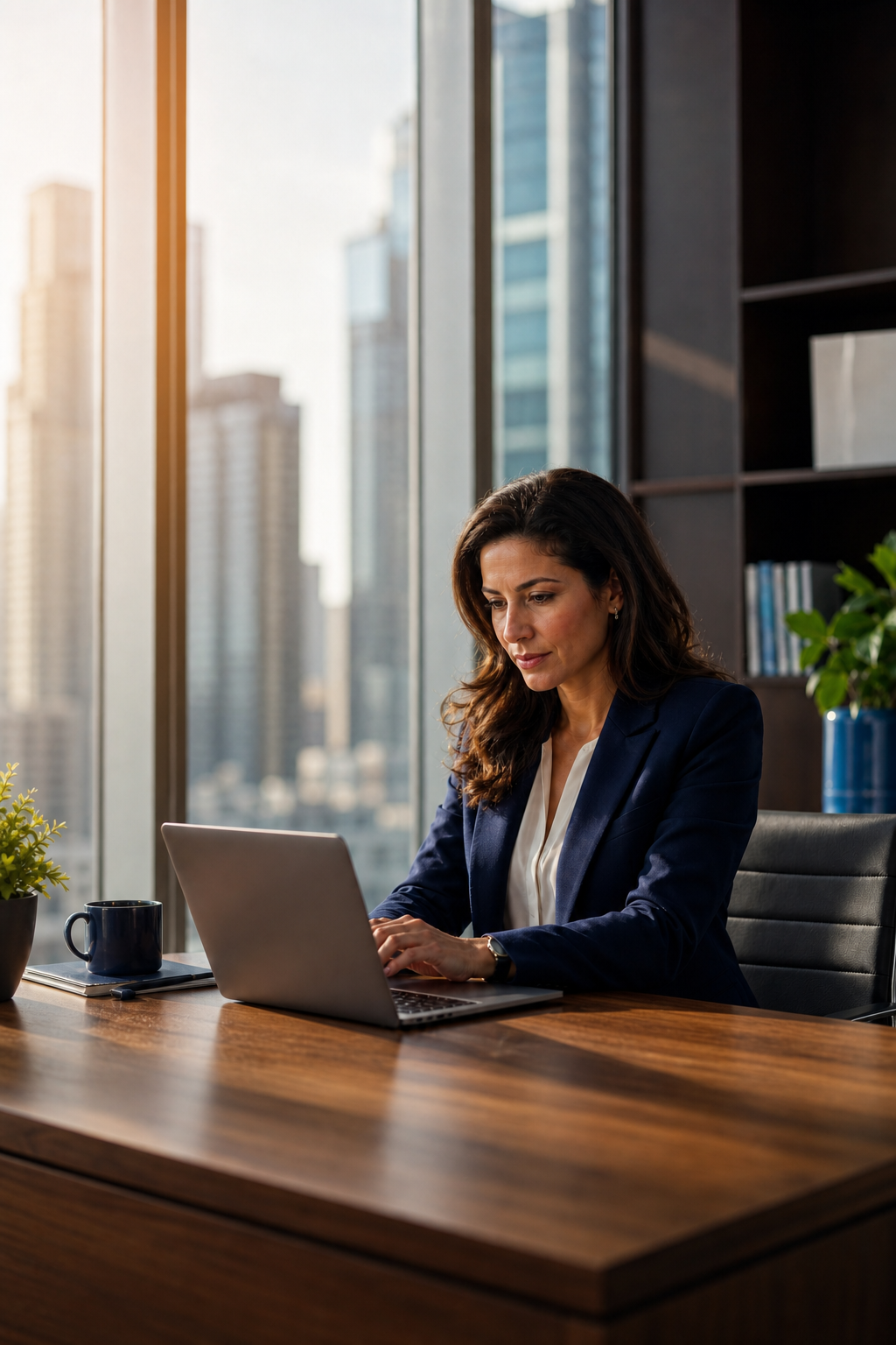 Confident Businesswoman at Laptop1 Portrait